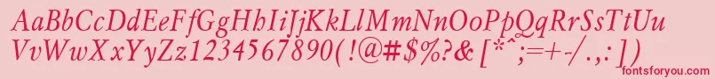 MyslnarrowcttItalic Font – Red Fonts on Pink Background