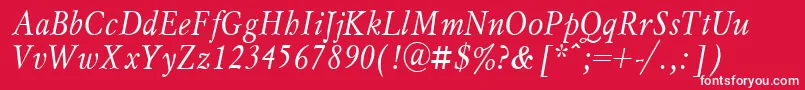 MyslnarrowcttItalic Font – White Fonts on Red Background