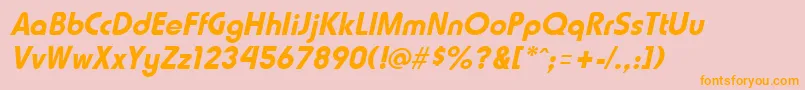 フォントHammerfatItalic – オレンジの文字がピンクの背景にあります。