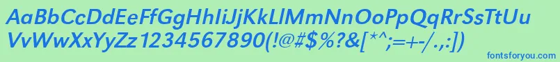 フォントGroteskstdItalic – 青い文字は緑の背景です。
