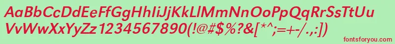 GroteskstdItalic Font – Red Fonts on Green Background