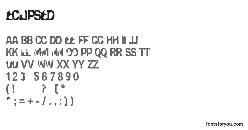 A fonte Eclipsed – alfabeto, números, caracteres especiais