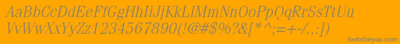 CompendiumLightSsiLightItalic-Schriftart – Graue Schriften auf orangefarbenem Hintergrund
