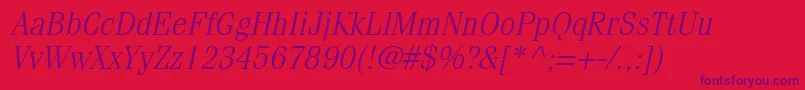 CompendiumLightSsiLightItalic Font – Purple Fonts on Red Background