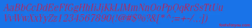 CompendiumLightSsiLightItalic Font – Red Fonts on Blue Background