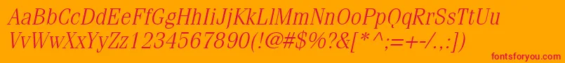 CompendiumLightSsiLightItalic Font – Red Fonts on Orange Background