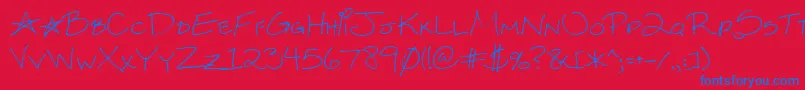 Więcej informacji o czcionce Kksxysra Czcionka Kksxysra – niebieskie czcionki na czerwonym tle