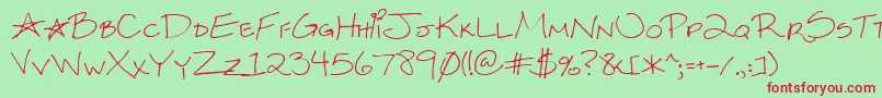 フォントKksxysra – 赤い文字の緑の背景