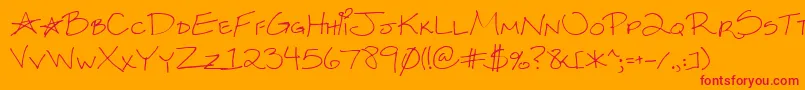 Kksxysra-Schriftart – Rote Schriften auf orangefarbenem Hintergrund