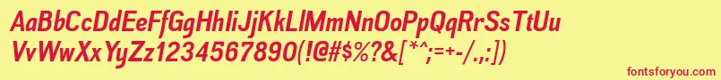 AkazanrgBolditalic Font – Red Fonts on Yellow Background