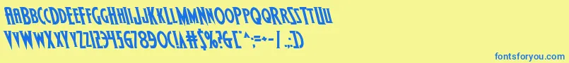 Wolfsbane2iileft-Schriftart – Blaue Schriften auf gelbem Hintergrund