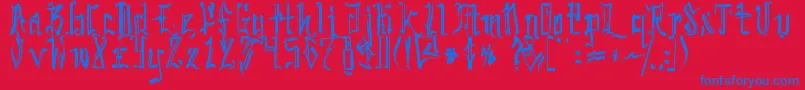 Czcionka SickcapitalKingston – niebieskie czcionki na czerwonym tle