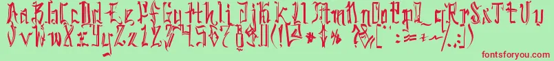 SickcapitalKingston-fontti – punaiset fontit vihreällä taustalla