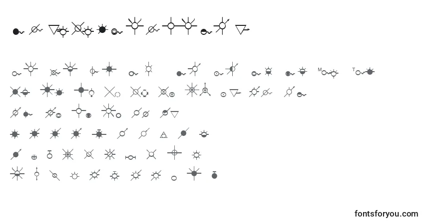 Czcionka EsriOilGasWater – alfabet, cyfry, specjalne znaki