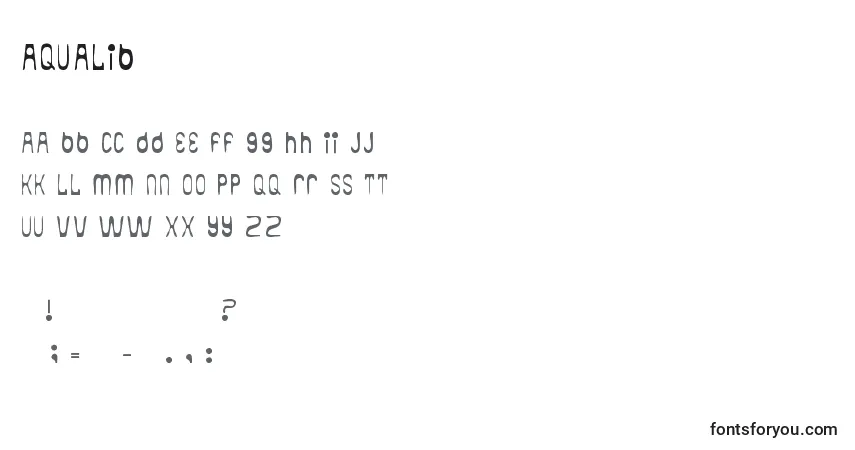A fonte Aqualib – alfabeto, números, caracteres especiais