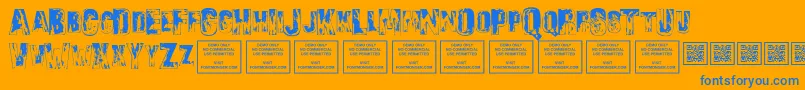 SonsofnoahRegular-Schriftart – Blaue Schriften auf orangefarbenem Hintergrund