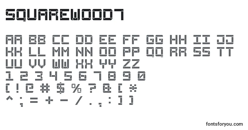 Шрифт SquareWood7 – алфавит, цифры, специальные символы