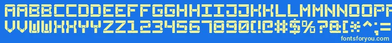 SquareWood7 Font – Yellow Fonts on Blue Background