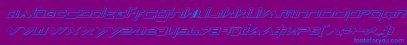 XephyrShadowItalic-Schriftart – Blaue Schriften auf violettem Hintergrund