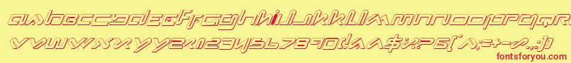 Fonte XephyrShadowItalic – fontes vermelhas em um fundo amarelo