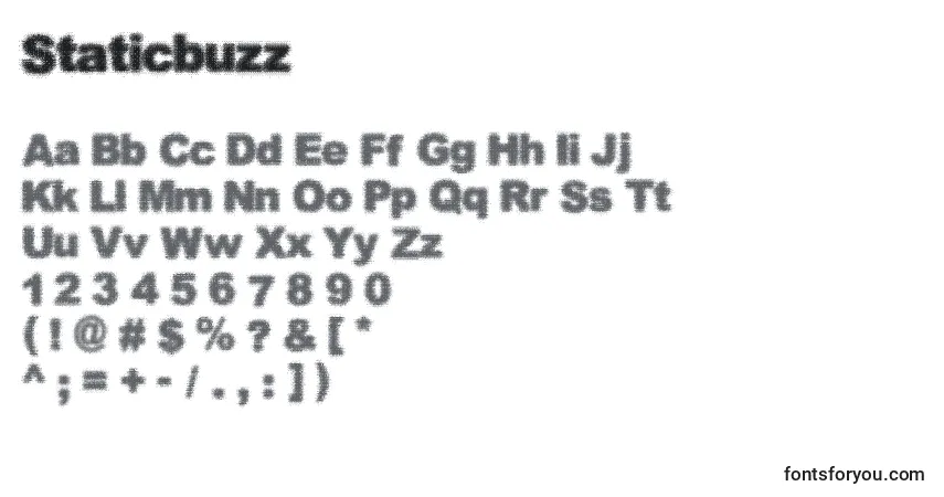 Czcionka Staticbuzz – alfabet, cyfry, specjalne znaki