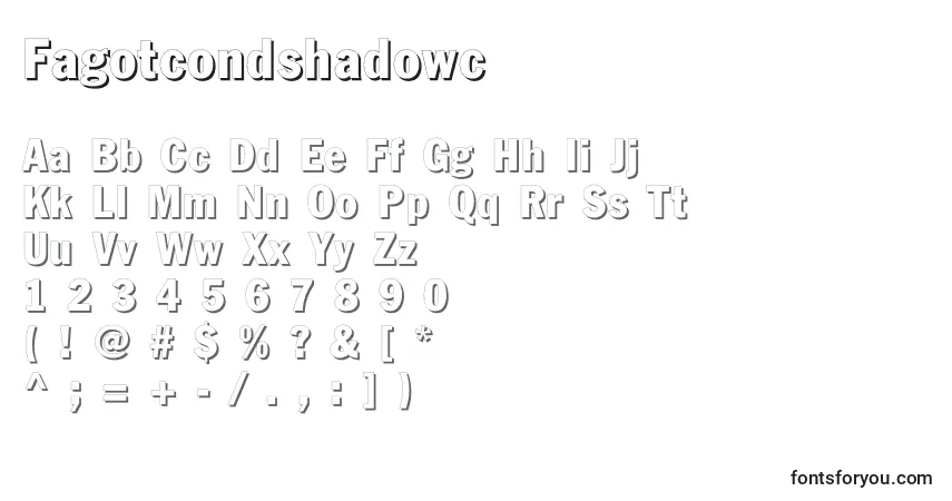 A fonte Fagotcondshadowc – alfabeto, números, caracteres especiais