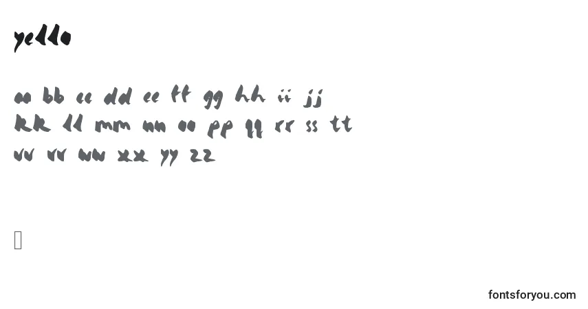 Schriftart Yello – Alphabet, Zahlen, spezielle Symbole