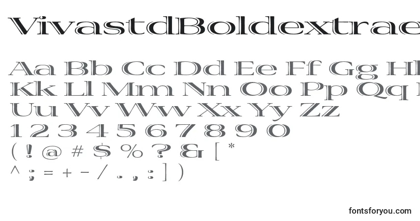 A fonte VivastdBoldextraextended – alfabeto, números, caracteres especiais