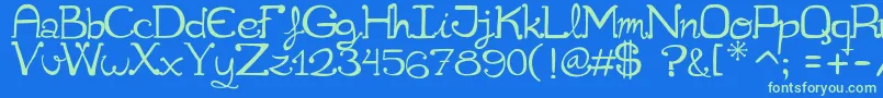 Cuqueta Font – Green Fonts on Blue Background