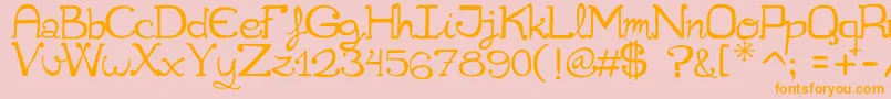 Cuqueta-Schriftart – Orangefarbene Schriften auf rosa Hintergrund