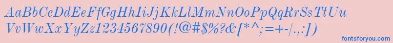 ModernmtCondensedItalic Font – Blue Fonts on Pink Background