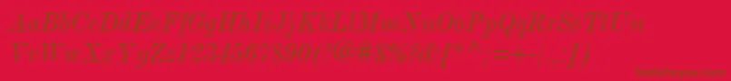 ModernmtCondensedItalic Font – Brown Fonts on Red Background