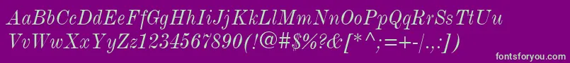 ModernmtCondensedItalic Font – Green Fonts on Purple Background