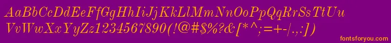 ModernmtCondensedItalic Font – Orange Fonts on Purple Background