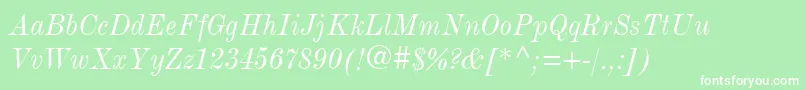 ModernmtCondensedItalic Font – White Fonts on Green Background