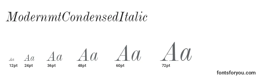 Размеры шрифта ModernmtCondensedItalic