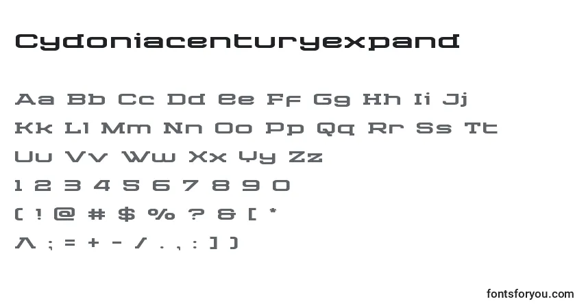 Schriftart Cydoniacenturyexpand – Alphabet, Zahlen, spezielle Symbole