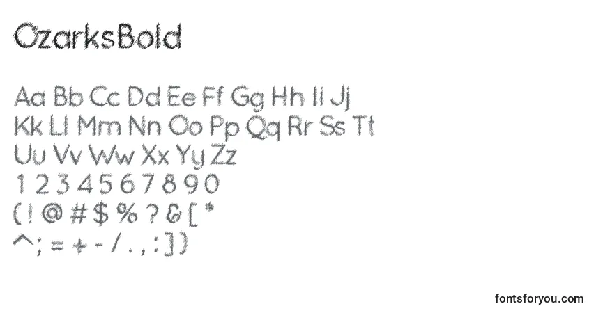 A fonte OzarksBold – alfabeto, números, caracteres especiais