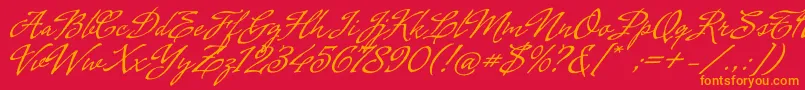 Cenizas-Schriftart – Orangefarbene Schriften auf rotem Hintergrund