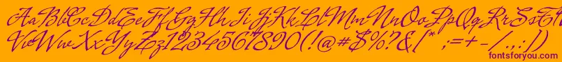 Cenizas-Schriftart – Violette Schriften auf orangefarbenem Hintergrund