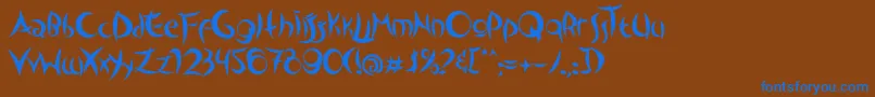 フォントOutsidersTypeface – 茶色の背景に青い文字