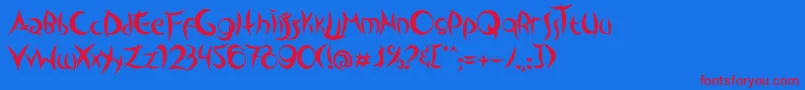 Więcej informacji o czcionce OutsidersTypeface Czcionka OutsidersTypeface – czerwone czcionki na niebieskim tle