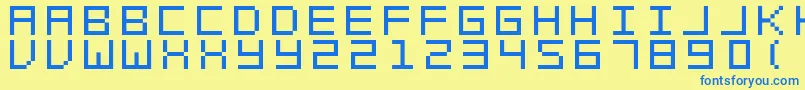 SwftV02-fontti – siniset fontit keltaisella taustalla