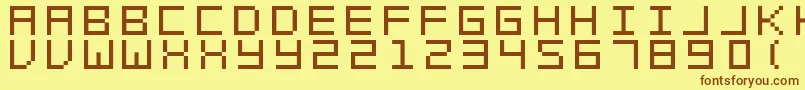 SwftV02-Schriftart – Braune Schriften auf gelbem Hintergrund