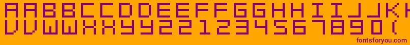 SwftV02-fontti – violetit fontit oranssilla taustalla