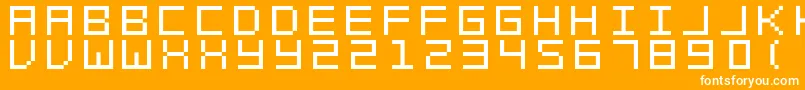 SwftV02-fontti – valkoiset fontit oranssilla taustalla