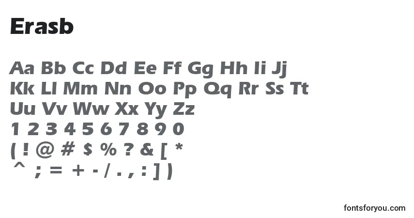 Czcionka Erasb – alfabet, cyfry, specjalne znaki