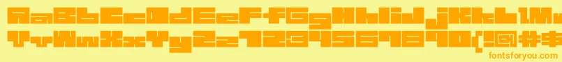 フォント1bMazeb – オレンジの文字が黄色の背景にあります。