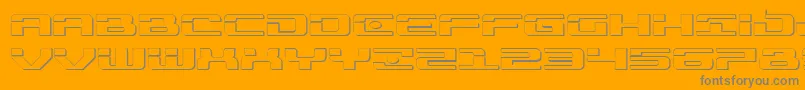 Troopers3Dexpand-Schriftart – Graue Schriften auf orangefarbenem Hintergrund