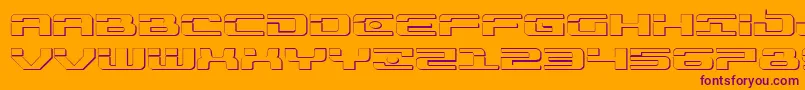 Troopers3Dexpand-Schriftart – Violette Schriften auf orangefarbenem Hintergrund